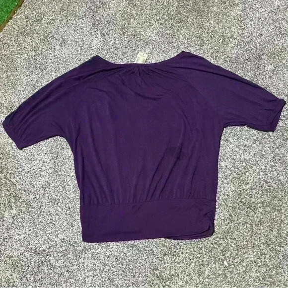 American Eagle Women’s Purple Quarter Button Short Sleeve Blouse Sz Small Note - Picture 10 of 10